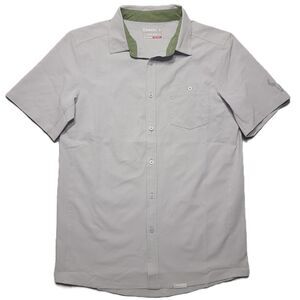 Badlands Joshua Shirt Mens M Perforated Button Up Short Sleeve Pocket Logo Gray